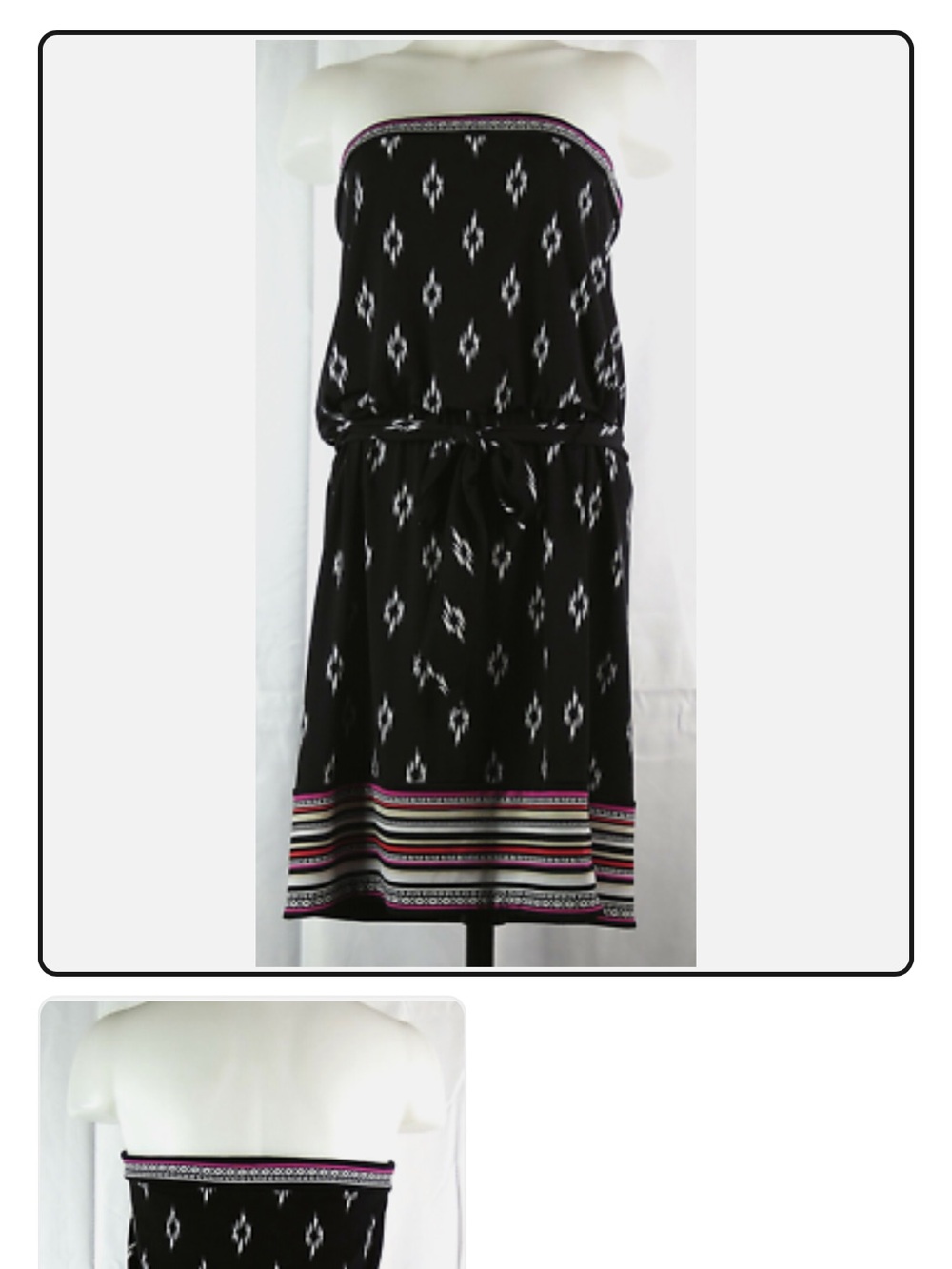 White House Black Market Strapless Dress with Black and White Pattern
